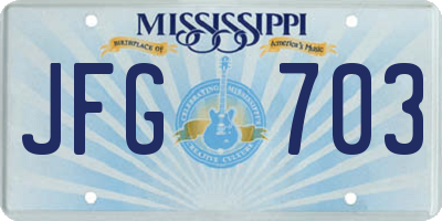 MS license plate JFG703