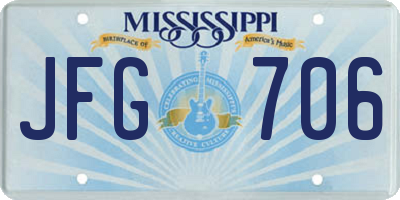 MS license plate JFG706