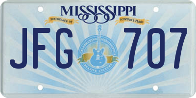 MS license plate JFG707