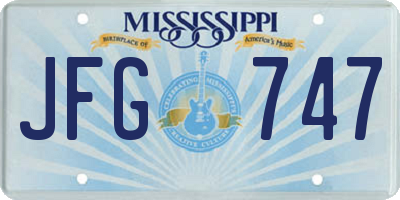 MS license plate JFG747