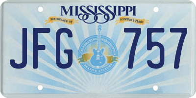 MS license plate JFG757