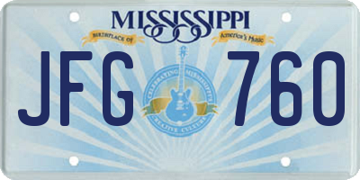 MS license plate JFG760