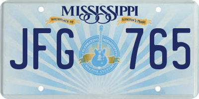MS license plate JFG765