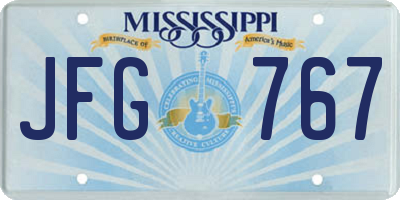 MS license plate JFG767