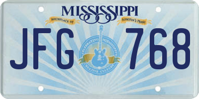 MS license plate JFG768