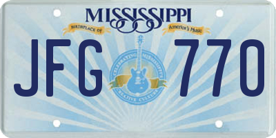 MS license plate JFG770
