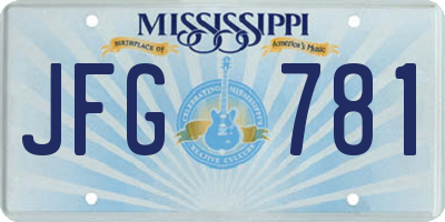 MS license plate JFG781