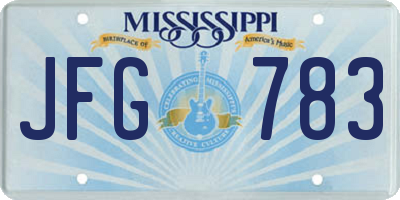 MS license plate JFG783