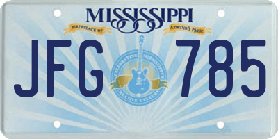 MS license plate JFG785