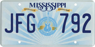 MS license plate JFG792