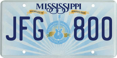 MS license plate JFG800