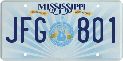 MS license plate JFG801