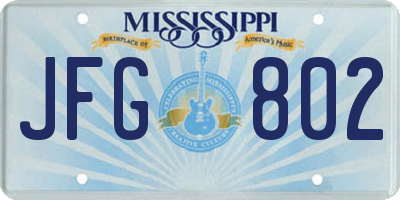 MS license plate JFG802