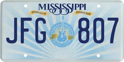 MS license plate JFG807