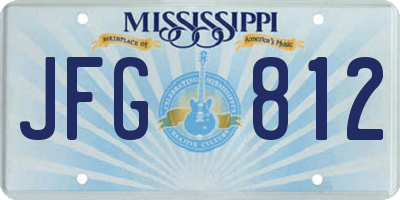 MS license plate JFG812