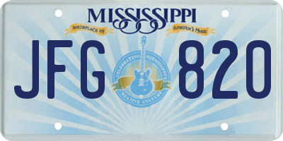 MS license plate JFG820