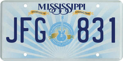 MS license plate JFG831