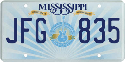 MS license plate JFG835