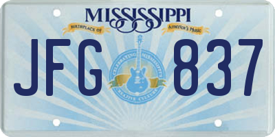 MS license plate JFG837
