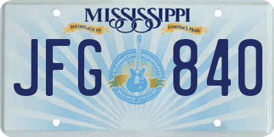 MS license plate JFG840