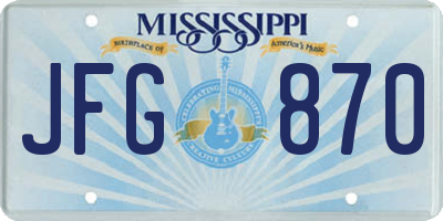 MS license plate JFG870