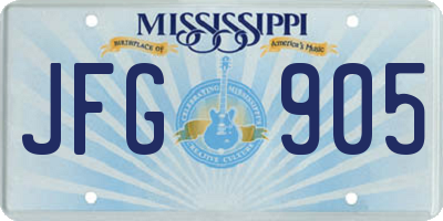 MS license plate JFG905