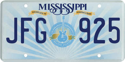 MS license plate JFG925