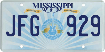 MS license plate JFG929