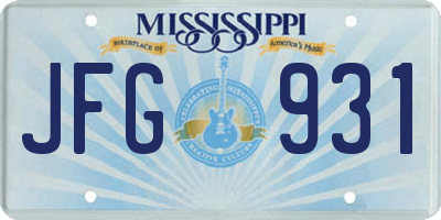 MS license plate JFG931