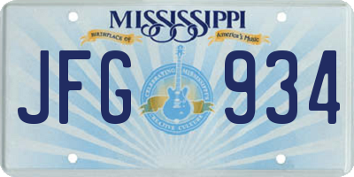 MS license plate JFG934