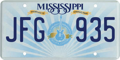 MS license plate JFG935