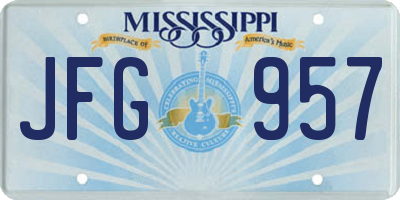 MS license plate JFG957