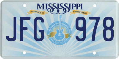 MS license plate JFG978