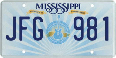 MS license plate JFG981