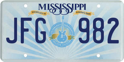 MS license plate JFG982
