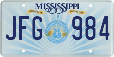 MS license plate JFG984