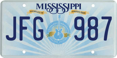 MS license plate JFG987