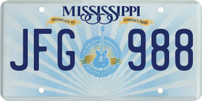 MS license plate JFG988