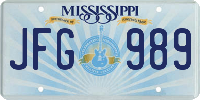MS license plate JFG989