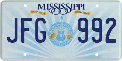 MS license plate JFG992