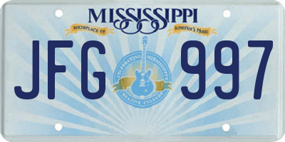 MS license plate JFG997