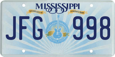 MS license plate JFG998