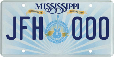MS license plate JFH000