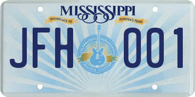 MS license plate JFH001
