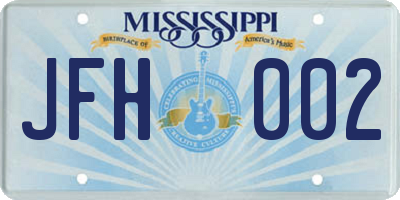 MS license plate JFH002