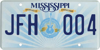 MS license plate JFH004