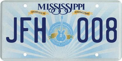 MS license plate JFH008