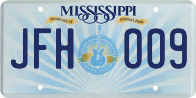 MS license plate JFH009