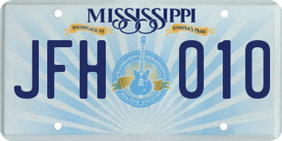 MS license plate JFH010