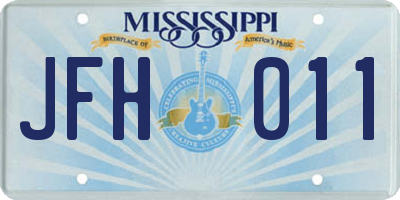 MS license plate JFH011